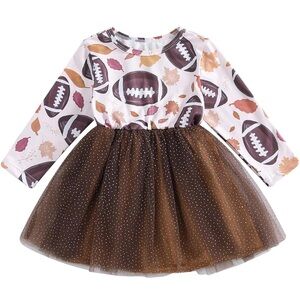Football Print Long Sleeve Dress